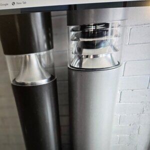 MCM Tall Industrial Cylindrical Brushed Steel Lights